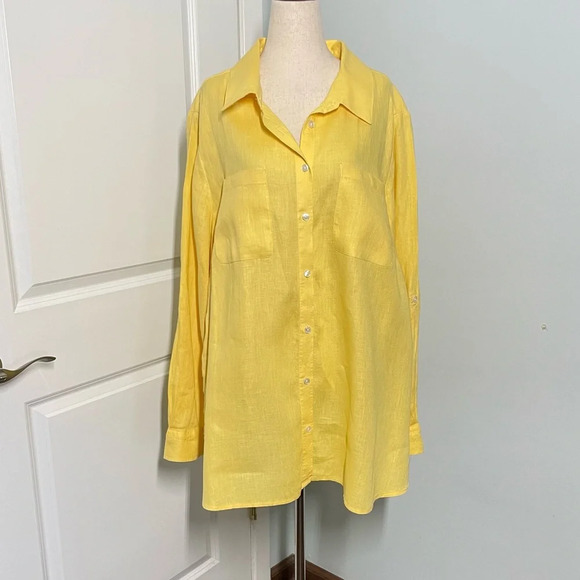 Charter Club 100% Linen Button Down Shirt size 2X - Picture 1 of 7